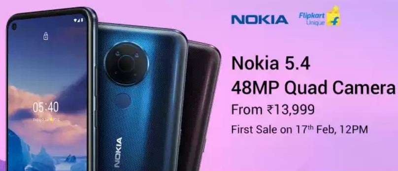 India Desire : Nokia 5.4 Flipkart Price Rs 13999: Next Sale 17th February 2021 @12PM, Launch Date, Specifications & Buy Online In India
